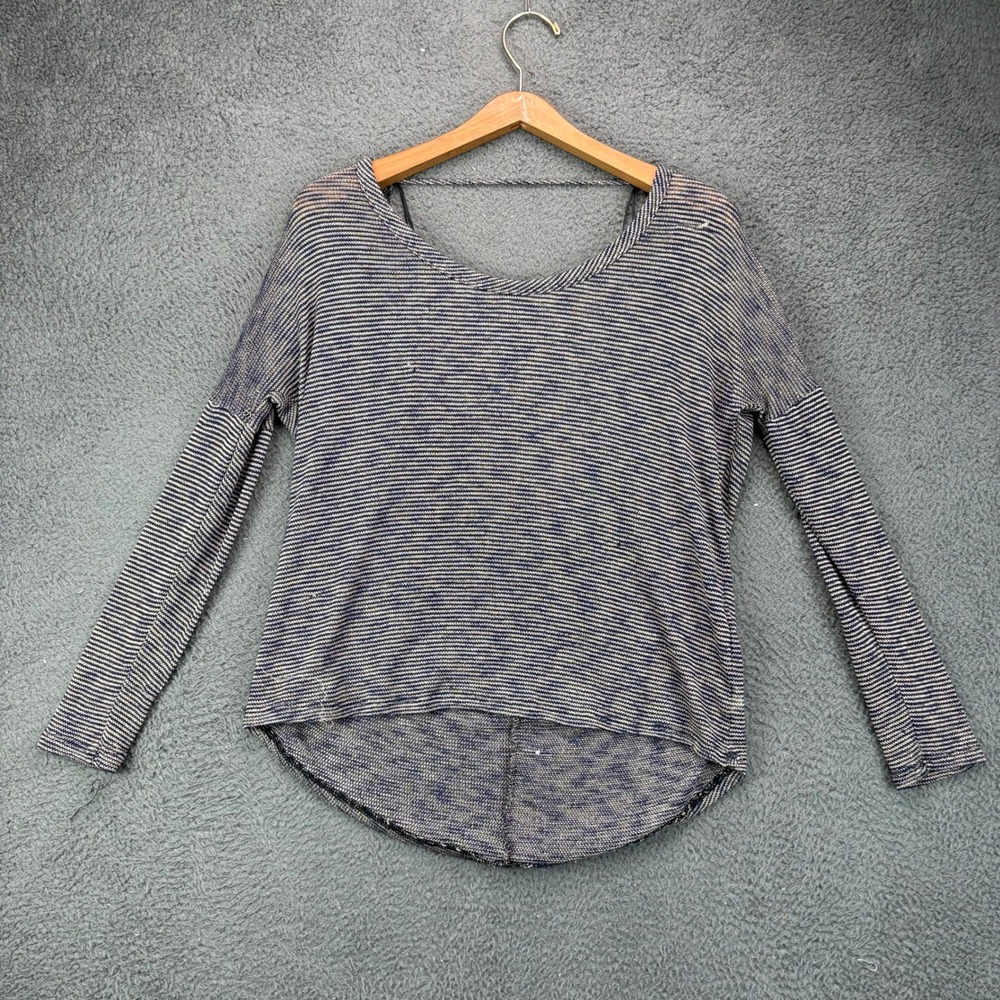 Dainty Hooligan Women Medium Blue Striped Open Back Embroidered Top T895A